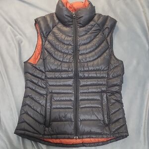 Women's Black and Orange Puffer Vest